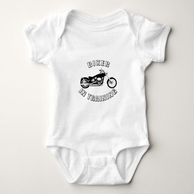 biker in training baby bodysuit (Front)