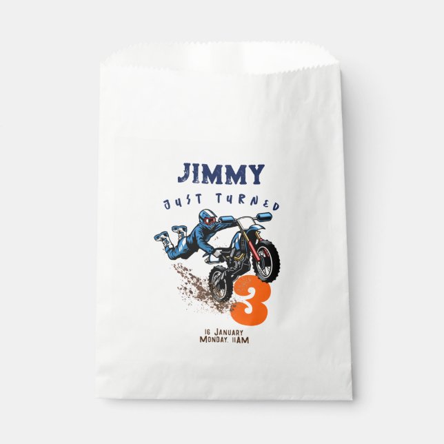 Biker Kid Dirt Stunt Bike Birthday Favor Bag (Front)