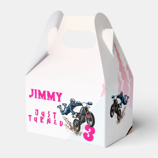 Biker Kid Dirt Stunt Bike Birthday Favor Box (Front Side)