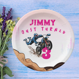 Biker Kid Dirt Stunt Bike Birthday Paper Plates