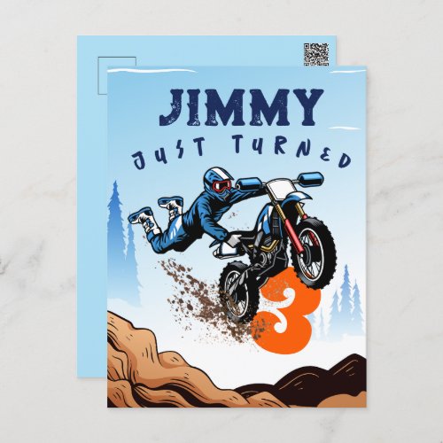 Biker Kid Dirt Stunt Bike Birthday Party Card