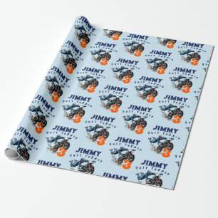 Biker Kid Dirt Stunt Bike Birthday Party Card Wrapping Paper