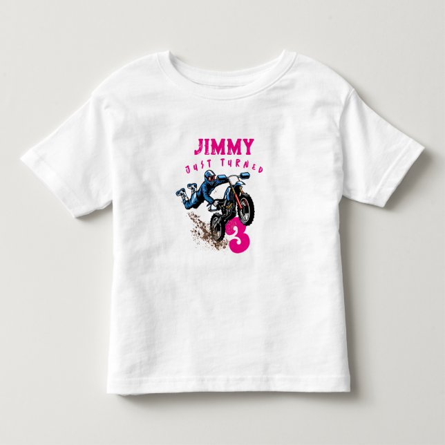 Biker Kid Dirt Stunt Bike Birthday Toddler T-shirt (Front)