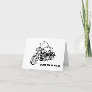 Biker Kitty Greeting Card