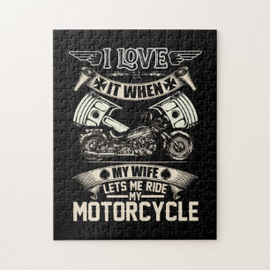 Biker Life USA Men's I Love It When My Wife Motorc Jigsaw Puzzle