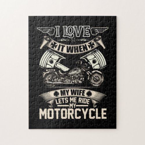 Biker Life USA Mens I Love It When My Wife Motorc Jigsaw Puzzle