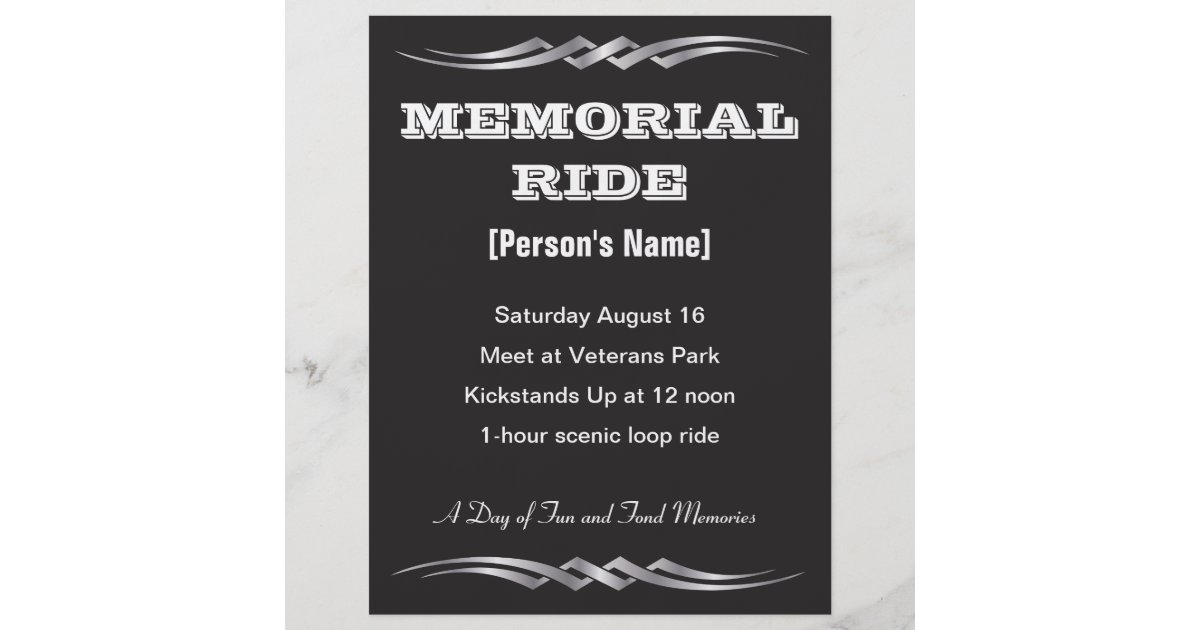 Biker Memorial Ride invitation flyer | Zazzle.com