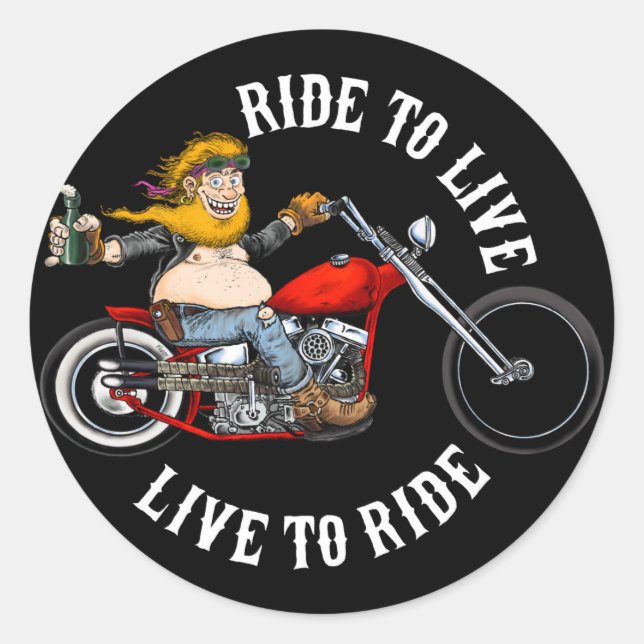 biker motard ride to live classic round sticker (Front)