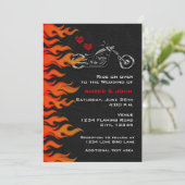 Biker Motorcycle Black Leather Flames Invitation (Standing Front)