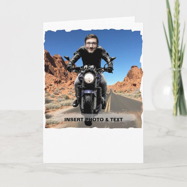 Biker Motorcycle Road - Insert YOUR Photo & Text - Holiday Card (Front)