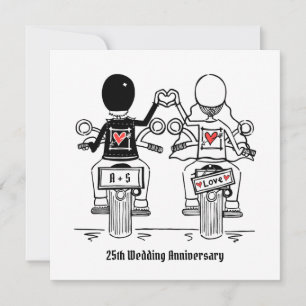 Biker Motorcycle Wedding Anniversary Invitation