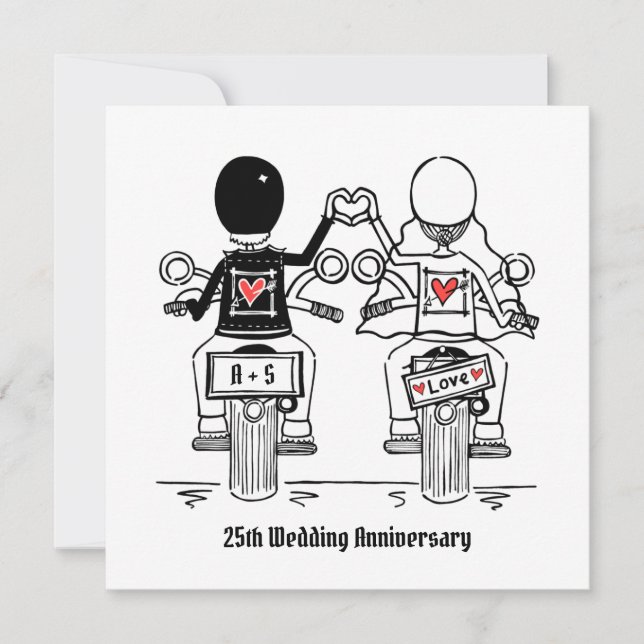 Biker Motorcycle Wedding Anniversary Invitation (Front)
