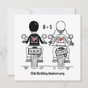Biker Motorcycle Wedding Anniversary Invitation