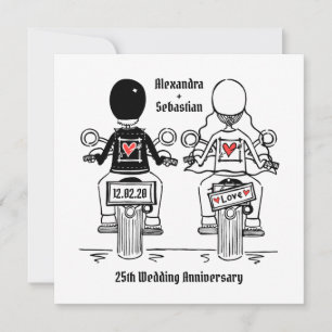 Biker Motorcycle Wedding Anniversary Invitation