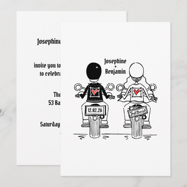 Biker Motorcycle Wedding Evening Reception Invitation (Front/Back)