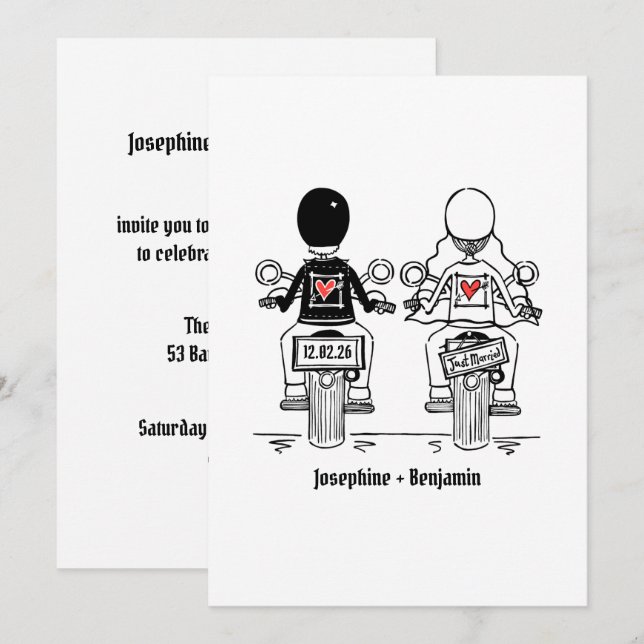 Biker Motorcycle Wedding Evening Reception Invitation (Front/Back)
