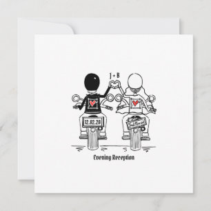Biker Motorcycle Wedding Evening Reception Invitation