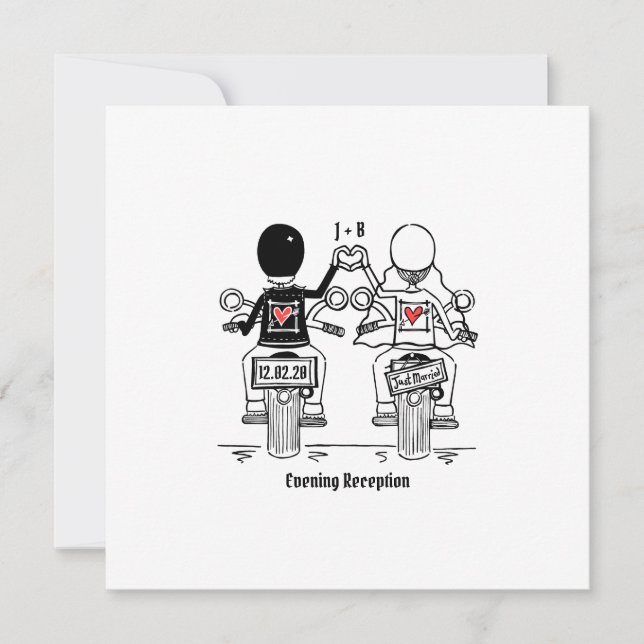 Biker Motorcycle Wedding Evening Reception Invitation (Front)
