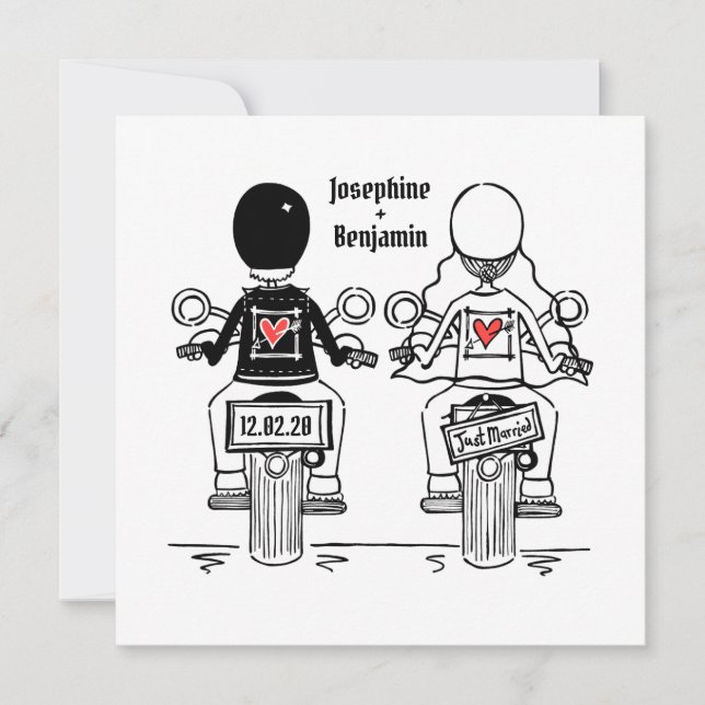 Biker Motorcycle Wedding Evening Reception Invitation (Front)