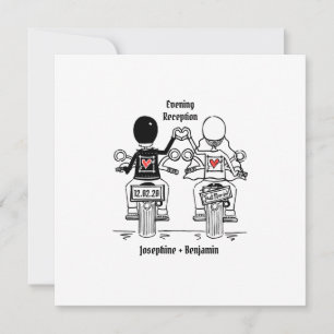 Biker Motorcycle Wedding Evening Reception Invitation