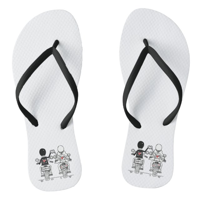 Biker Motorcycle Wedding Flip Flops Beach Footwear (Footbed)