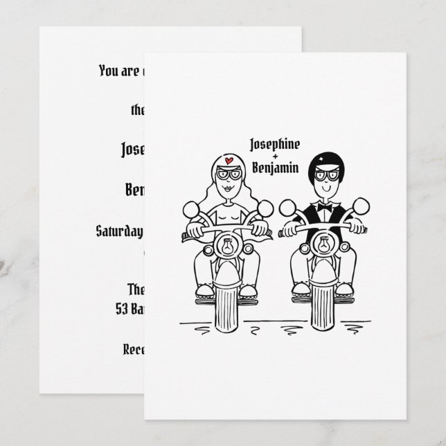 Biker Motorcycle Wedding Invitation (Front/Back)