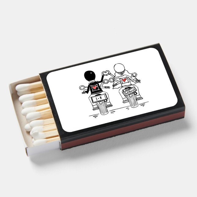 Biker Motorcycle Wedding  Matchboxes (Front Open)