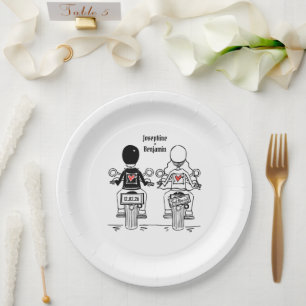 Biker Motorcycle Wedding Paper Plates