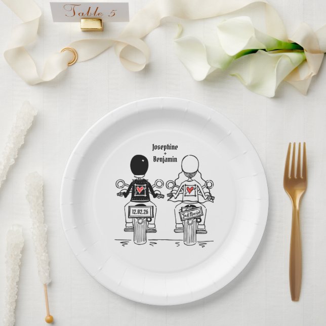 Biker Motorcycle Wedding  Paper Plates (Wedding)