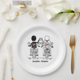 Biker Motorcycle Wedding Paper Plates