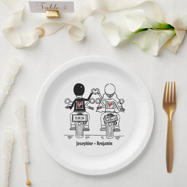 Biker Motorcycle Wedding  Paper Plates (Wedding)