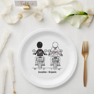Biker Motorcycle Wedding Paper Plates