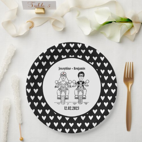 Biker Motorcycle Wedding Party Food Paper plate