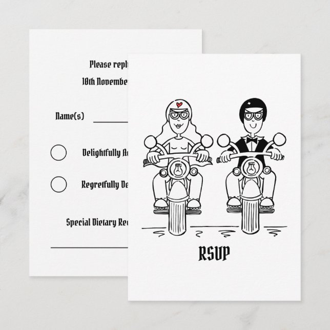 Biker Motorcycle Wedding RSVP to Invitation (Front/Back)