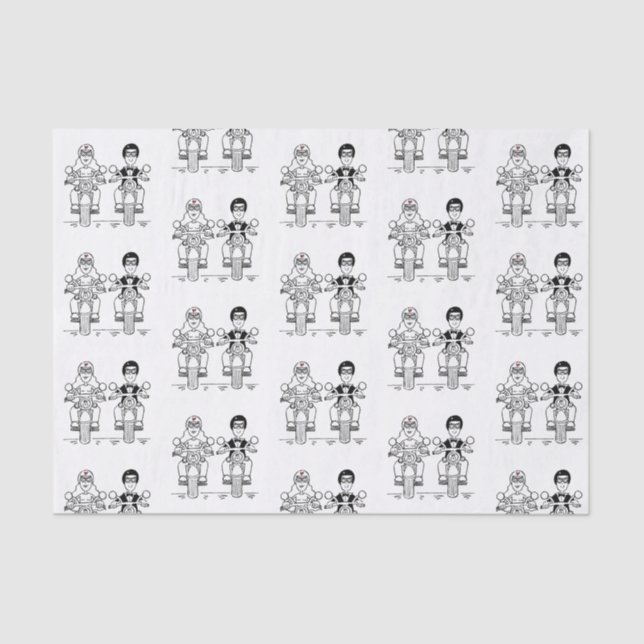 Biker Motorcycle Wedding Tissue Paper (Front)