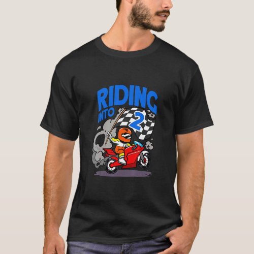 Biker Motorcyclist Riding Into 2nd Boy Motorcycle  T_Shirt