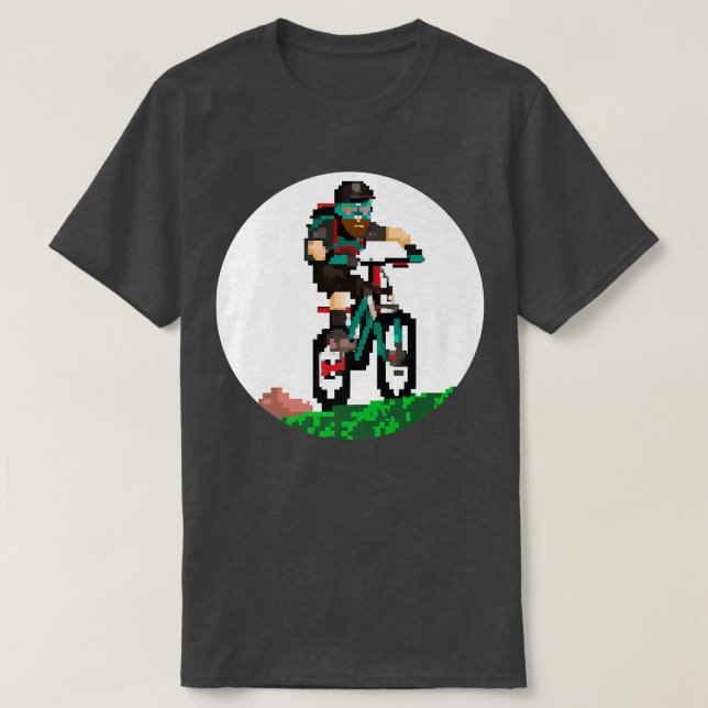 Biker Mountainbiker Pixel Art Retro Gaming Style 2 T-Shirt (Design Front)