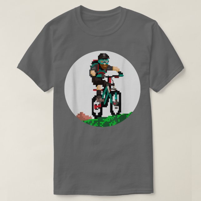 Biker Mountainbiker Pixel Art Retro Gaming Style 2 T-Shirt (Design Front)