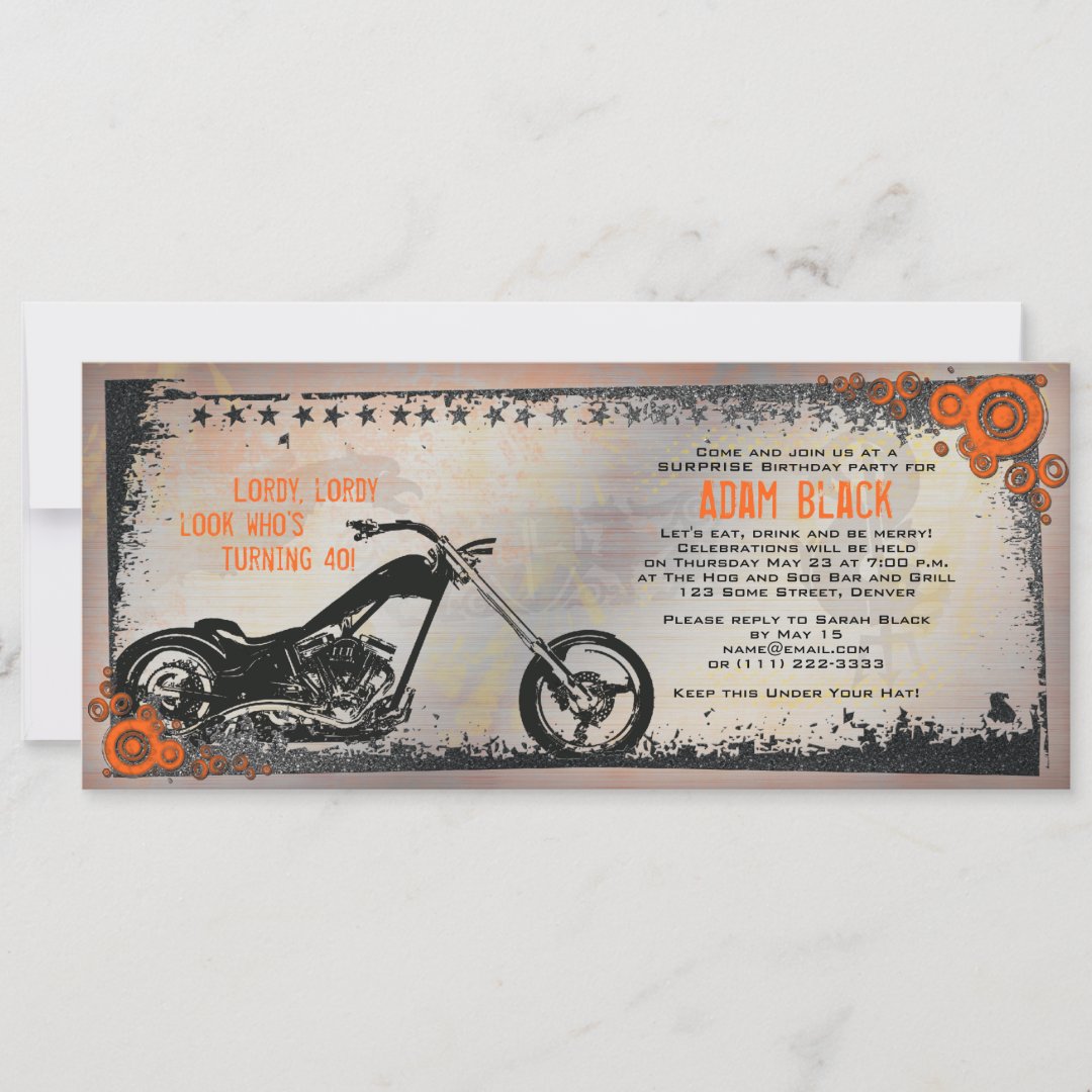 Biker or Motorcycle Birthday Invitation | Zazzle