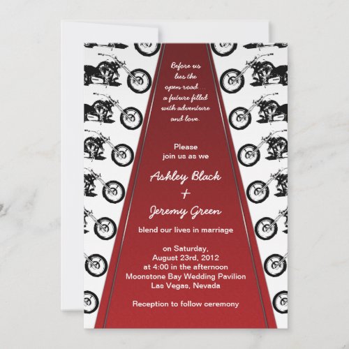 Biker or Motorcycle Red Carpet Wedding Invitation