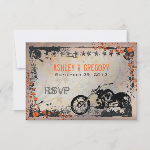 Biker or Motorcyle Wedding RSVP Response card Custom Announcements