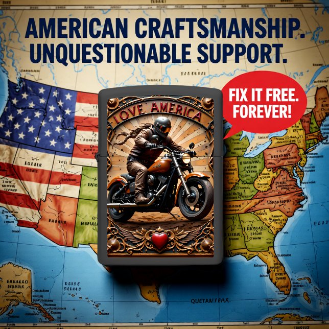 Biker Ornate Frame Sunset Heart Zippo Lighter (Creator Uploaded)