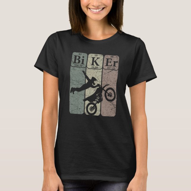 Biker Periodic Table Elements Motocross Bike Nerd  T-Shirt (Front)