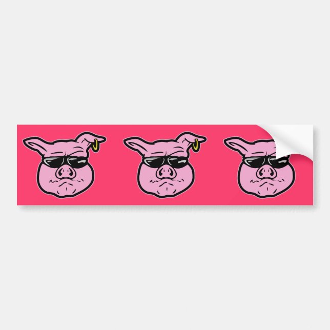 Biker Pig Bumper Sticker (Front)