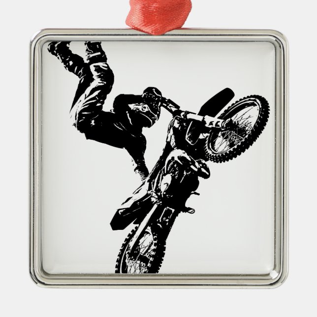 biker pop art motorcycle acrobatic speed sport metal ornament (Front)