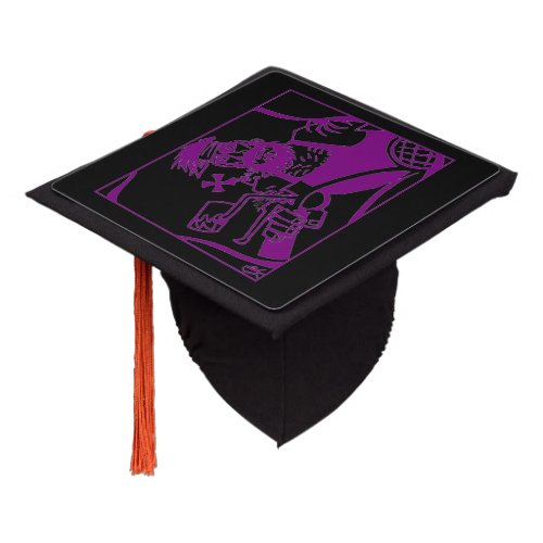 Biker purple black graduation cap