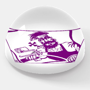 Biker purple clear glass dome paperweight