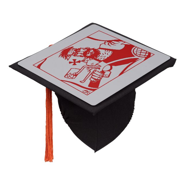 Biker red gray graduation cap (Angled)