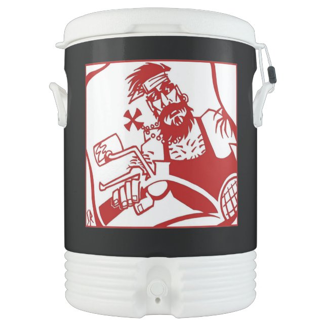 Biker red white black Igloo beverage cooler 10 gal (Front)