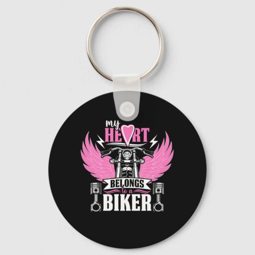 Biker Retrovintage My Heart Belongs To A Biker Gir Keychain